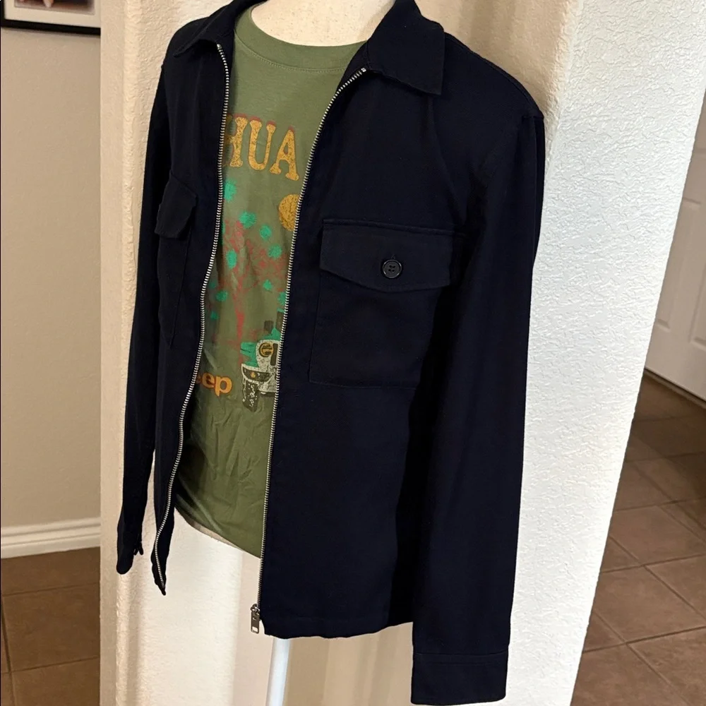 H&M blue full zip up shirt jacket shacket Size XS